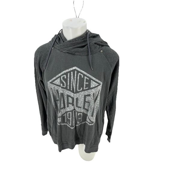 Harley-Davidson Tops - Harley Davidson Motorcycle Double Hoodie Women 2XL Gray Cotton Biker Moto CLT